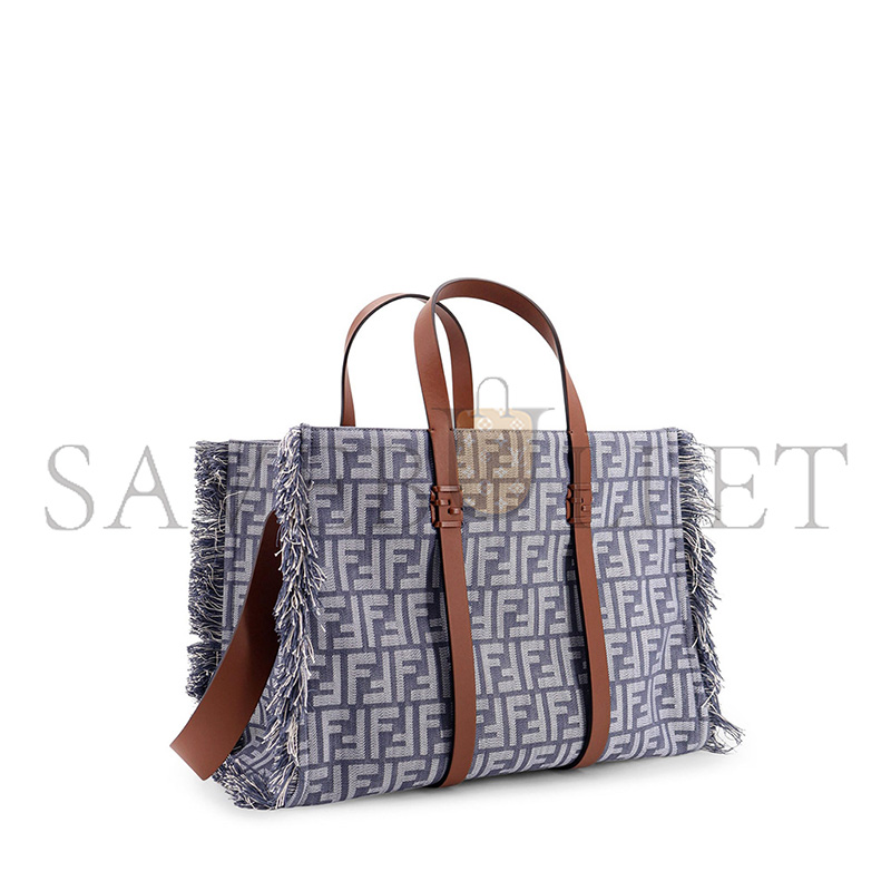 F**di summer tote ff jacquard fabric shoulder bag with fringes 8bh435aut4f1sxq (37*29*16cm)